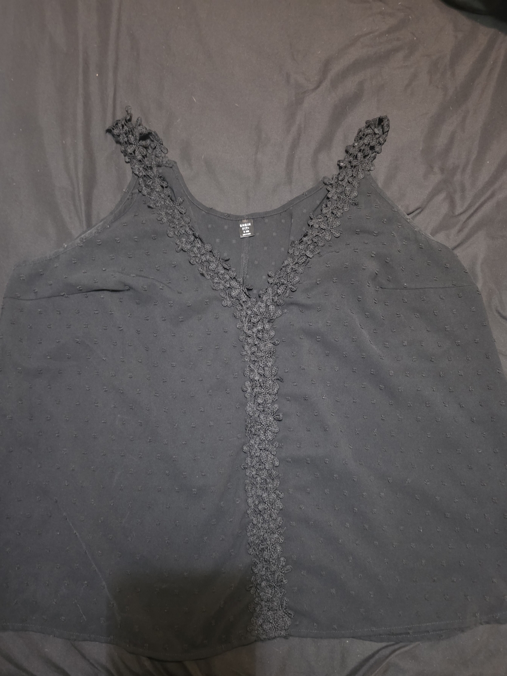 SHEIN Black Crochet-Trim V-Neck Tank